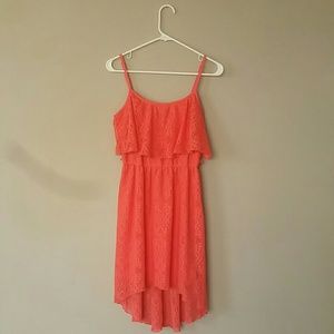 Coral Salmon High Low Lace Cami Summer Dress